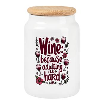 LE VIN : PARCE QUE L’ÂGE ADULTE EST DIFFICILE - Boîte à biscuits avec couvercle en bois - blanc - Devant