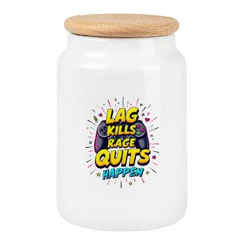 LE DÉCALAGE TUE, LA RAGE S’ARRÊTE, LE JEU - Boîte à biscuits avec couvercle en bois - blanc - Devant