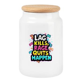 LE DÉCALAGE TUE, LA RAGE S’ARRÊTE, LE JEU - Boîte à biscuits avec couvercle en bois - blanc - Devant