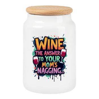 LE VIN : LA RÉPONSE AUX HARCÈLEMENTS DE VOTRE MAMAN - Boîte à biscuits avec couvercle en bois - blanc - Devant