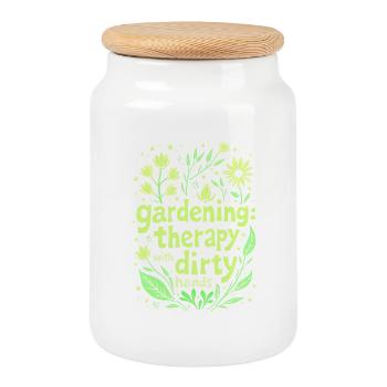 JARDINAGE : THÉRAPIE AVEC LES MAINS SALES - Boîte à biscuits avec couvercle en bois - blanc - Devant