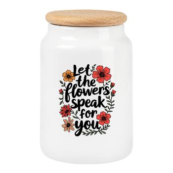 LAISSEZ LES FLEURS PARLER POUR VOUS - Boîte à biscuits avec couvercle en bois - blanc - Devant