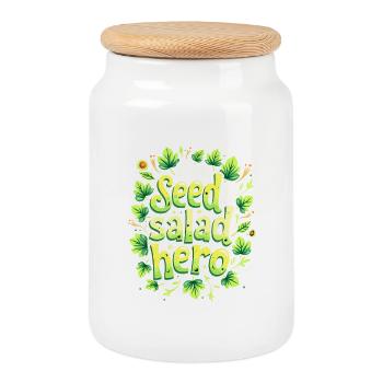 FROM SEED TO SALAD HERO - Cookie Jar with Wooden Lid - white - Front