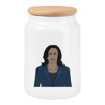 Vote for Kamala Harris in the US presidential elec - Cookie Jar with Wooden Lid - white - Front