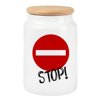 STOP. HUMOR. MESSAGE. QUOTATION. PANEL. DAD - Cookie Jar with Wooden Lid - white - Front