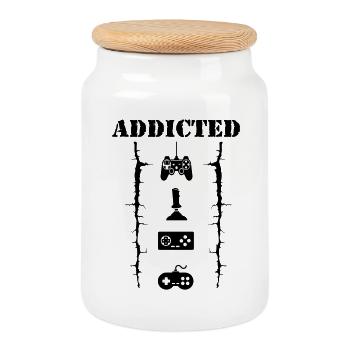 Addicted - Boîte à biscuits avec couvercle en bois - blanc - Devant