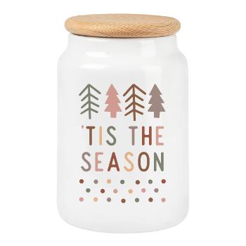 Tis the Season: Boho Christmas Vibes - Cookie Jar with Wooden Lid - white - Front