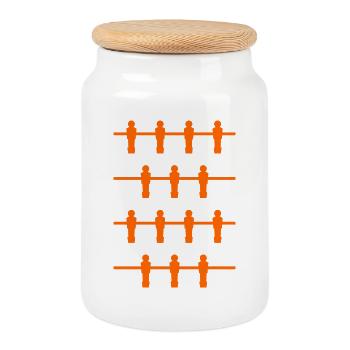 Joueurs de baby-foot orange - Boîte à biscuits avec couvercle en bois - blanc - Devant