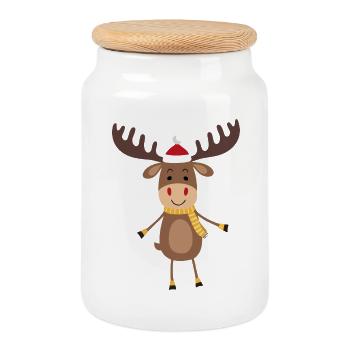Noël drôle - Boîte à biscuits avec couvercle en bois - blanc - Devant