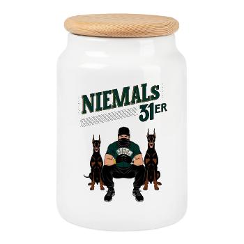 Niemals 31ER - Keksdose mit Holzdeckel - Weiß - Vorne