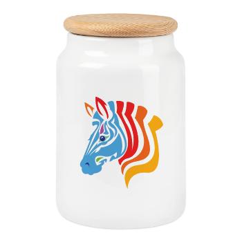 zebra - Keksdose mit Holzdeckel - Weiß - Vorne