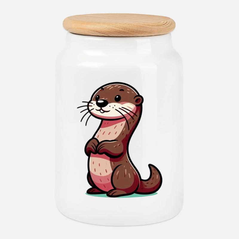 Otter - Keksdose mit Holzdeckel - Weiß