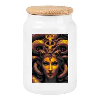 Medusa Gorgone - Boîte à biscuits avec couvercle en bois - blanc - Devant