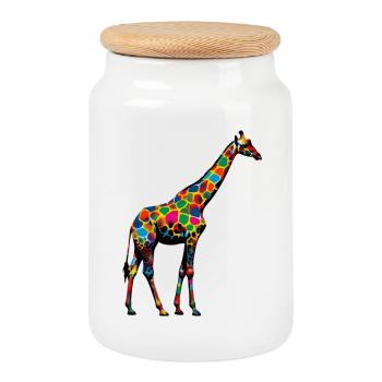 Giraffe - Keksdose mit Holzdeckel - Weiß - Vorne