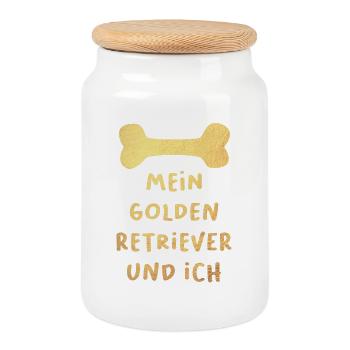 Golden Retriever Gold Hunde Gassi Tierliebe - Keksdose mit Holzdeckel - Weiß - Vorne