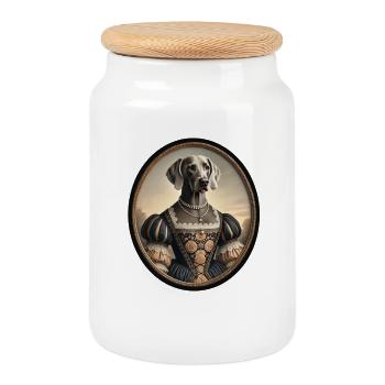 Portrait du chien braque de Weimar Lou - Boîte à biscuits avec couvercle en bois - blanc - Devant