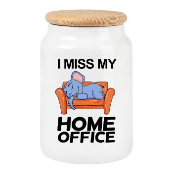 Home Office Saying Funny - Cookie Jar with Wooden Lid - white - Front