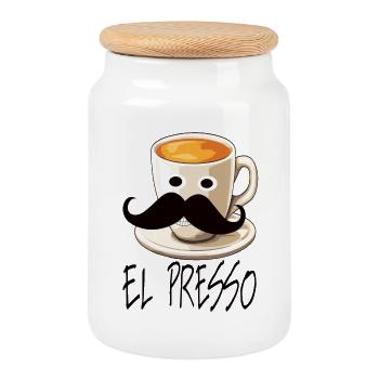 Espresso - Cookie Jar with Wooden Lid - white - Front