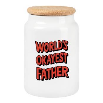 World’s Okayest Father - Keksdose mit Holzdeckel - Weiß - Vorne