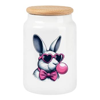 SSW31 Bunny mit Kaugummi - Keksdose mit Holzdeckel - Weiß - Vorne