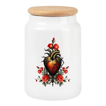 The Gothic Elegance of the Heart - Cookie Jar with Wooden Lid - white - Front