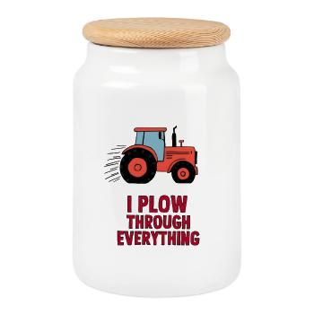 I Plow Through Everything - Cookie Jar with Wooden Lid - white - Front