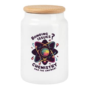 Bonding Issues? Chemistry Has the Answer - Cookie Jar with Wooden Lid - white - Front