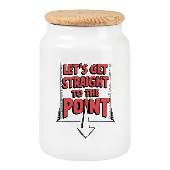 Let’s Get Straight to the Point - Keksdose mit Holzdeckel - Weiß - Vorne