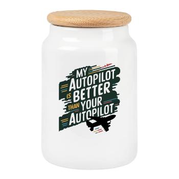 Mon pilote automatique est meilleur que le vôtre - Boîte à biscuits avec couvercle en bois - blanc - Devant