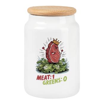Meat 1, Greens 0 - Keksdose mit Holzdeckel - Weiß - Vorne