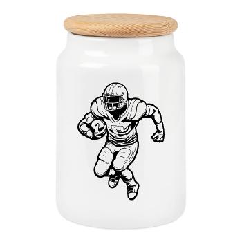 Football player - Cookie Jar with Wooden Lid - white - Front