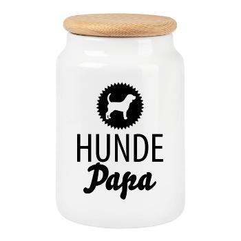 Papa chien - Boîte à biscuits avec couvercle en bois - blanc - Devant