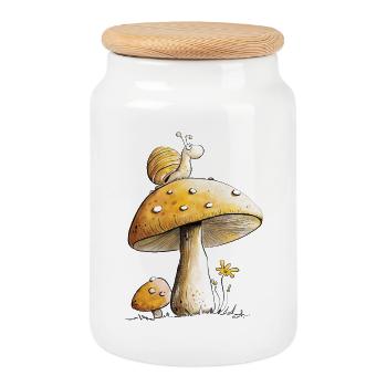 Escargot Sur Champignon Nature Forêt Conte de Fées - Boîte à biscuits avec couvercle en bois - blanc - Devant