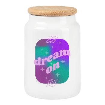 Rêve sur gradient cosmique - Boîte à biscuits avec couvercle en bois - blanc - Devant