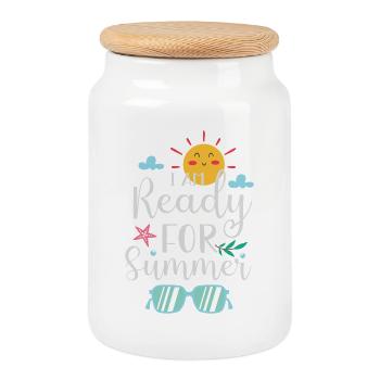 I am Ready for Summer - Cookie Jar with Wooden Lid - white - Front