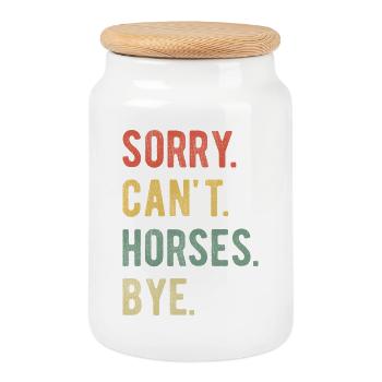 Sorry Can't Horses Bye II - Cookie Jar with Wooden Lid - white - Front