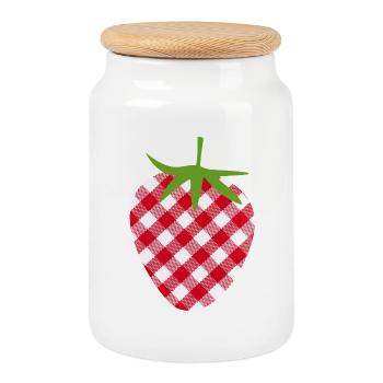 Erdbeere Muttertag kariert Frucht Obst Karo süß - Keksdose mit Holzdeckel - Weiß - Vorne