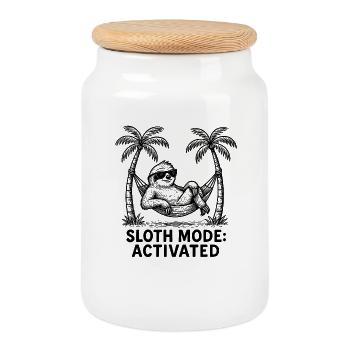 Faultier Sloth Mode: Activated Chillen Arbeit - Keksdose mit Holzdeckel - Weiß - Vorne