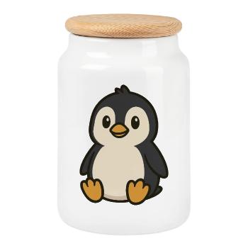 Niedlicher Cartoon-Pinguin – Arktis-Freund - Keksdose mit Holzdeckel - Weiß - Vorne