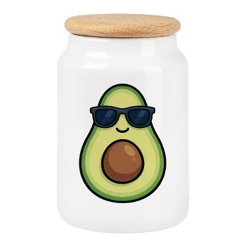 Cooler Avocado Sommer Design für Veganer Gemüse - Keksdose mit Holzdeckel - Weiß - Vorne