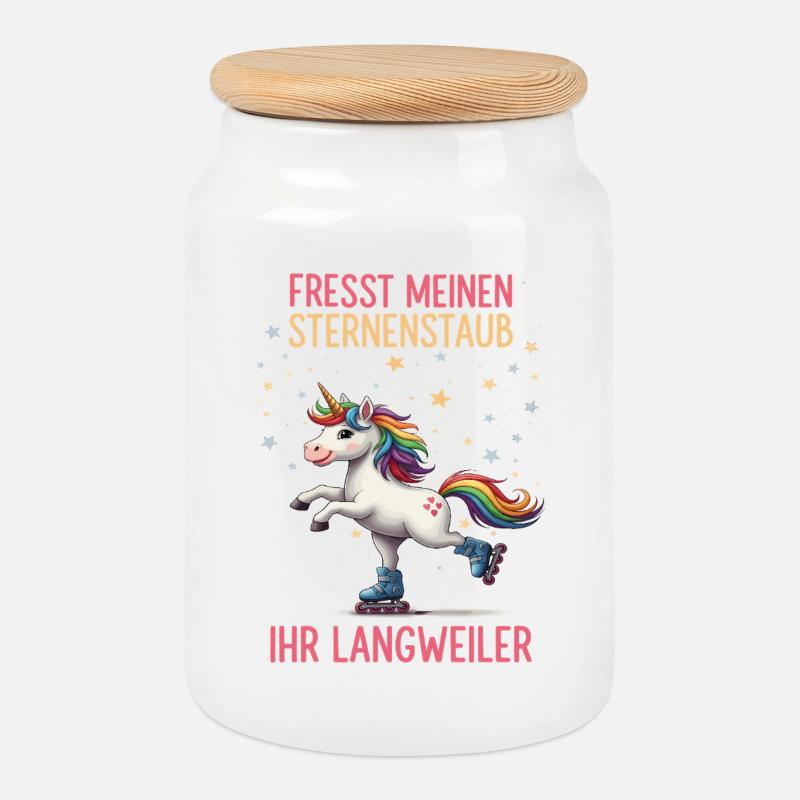 Rollschuh Einhorn - Keksdose mit Holzdeckel - Weiß