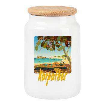 Karpathos - Keksdose mit Holzdeckel - Weiß - Vorne