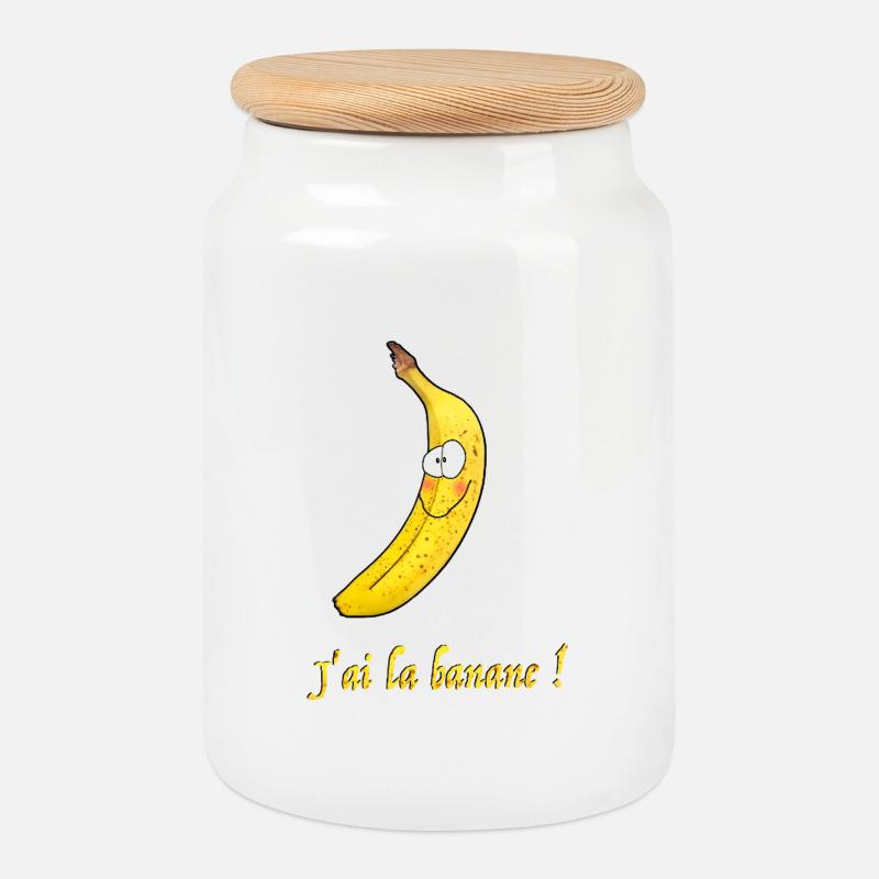 Lächelnde Banane mit lustigem Slogan - Keksdose mit Holzdeckel - Weiß