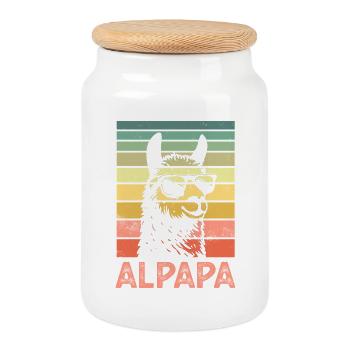 Vater Papa Alpaka - Keksdose mit Holzdeckel - Weiß - Vorne