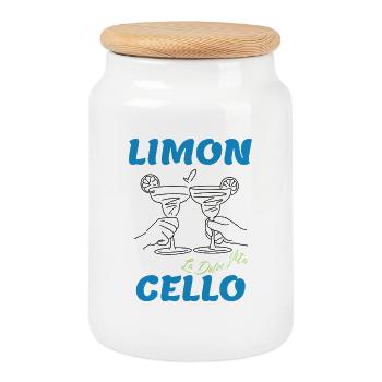 Limoncello – La Dolce Vita“-Design - Keksdose mit Holzdeckel - Weiß - Vorne