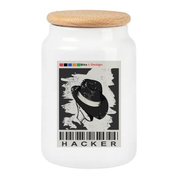 Hacker recherché - Boîte à biscuits avec couvercle en bois - blanc - Devant