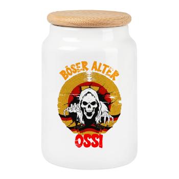böser alter Ossi Ostdeutschland DDR - Keksdose mit Holzdeckel - Weiß - Vorne