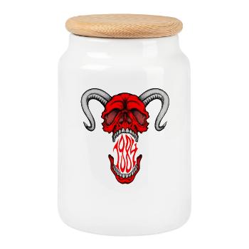 "HELLSKULL – Demonic Roar" - Cookie Jar with Wooden Lid - white - Front