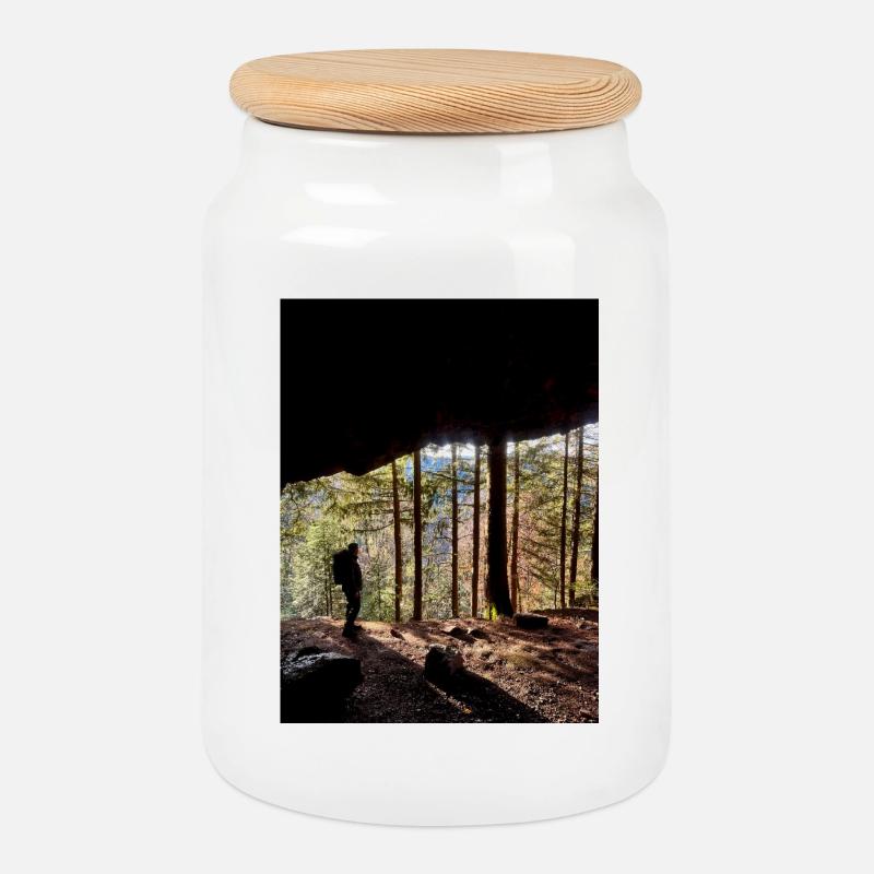 Waldwanderer Naturkunst Design - Keksdose mit Holzdeckel - Weiß