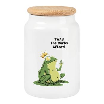 Regal Frog Carbohydrate King Design - Boîte à biscuits avec couvercle en bois - blanc - Devant